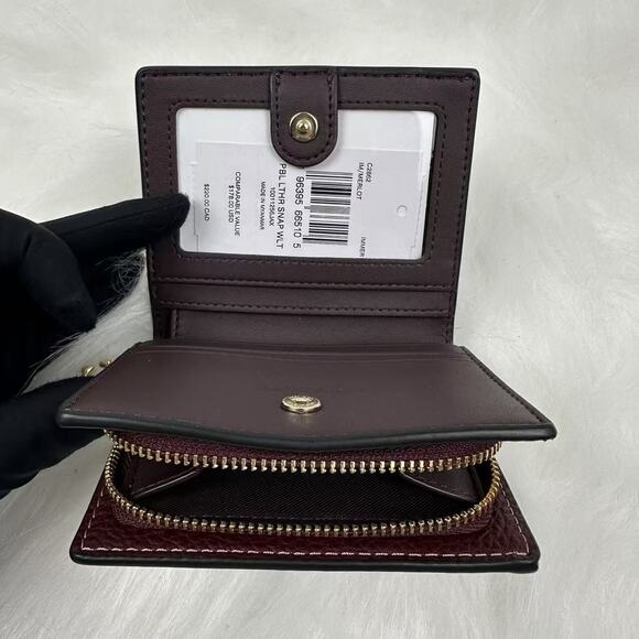 Coach Snap Wallet In Leather/Gold/Merlot C2862 NWT - Picture 5 of 6
